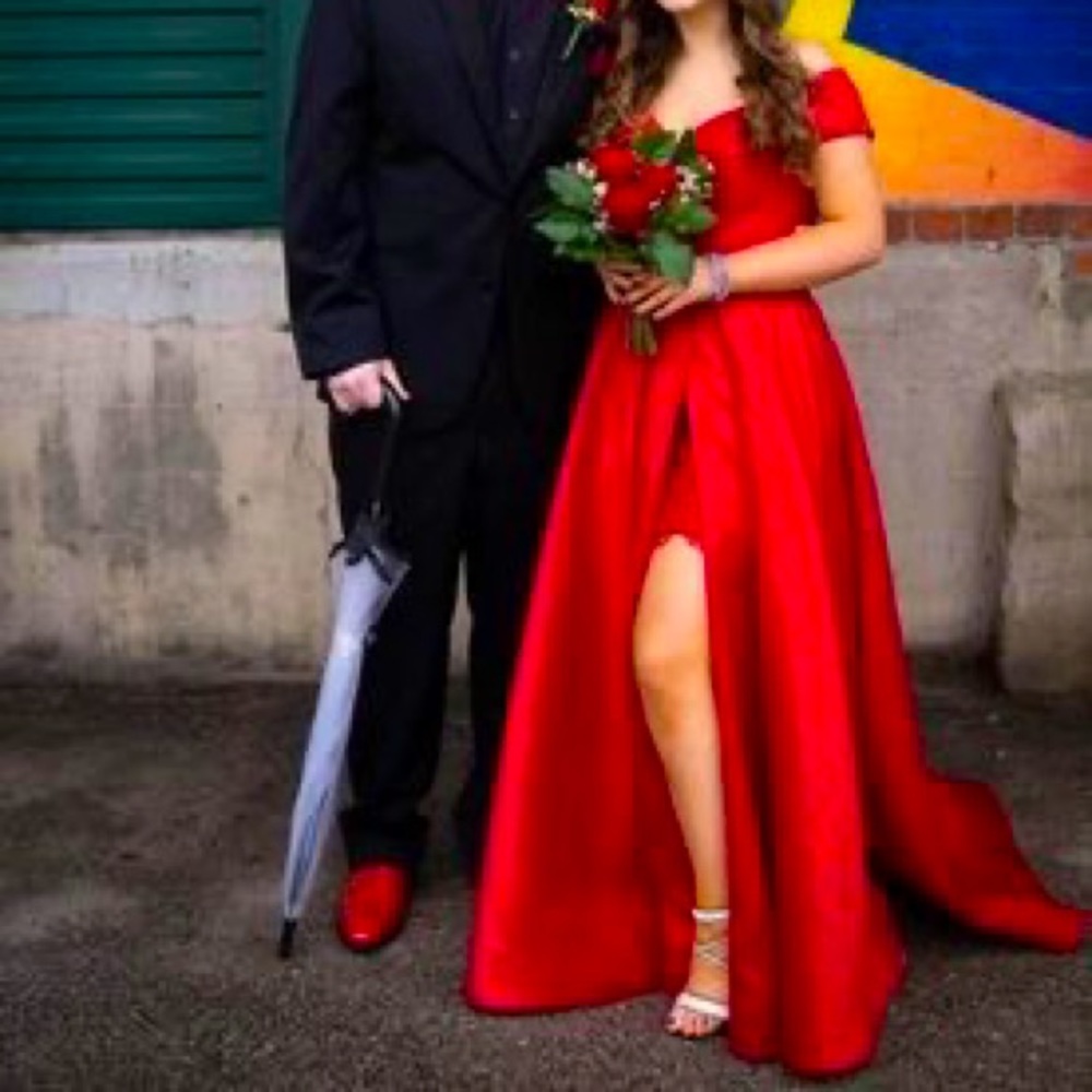 Red Prom Dress Shorter Dress Underneath 2-4